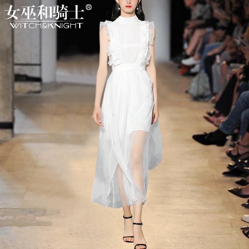 زفاف - Vogue Attractive Sleeveless High Waisted Chiffon White It Girl Summer Lace Dress - Bonny YZOZO Boutique Store