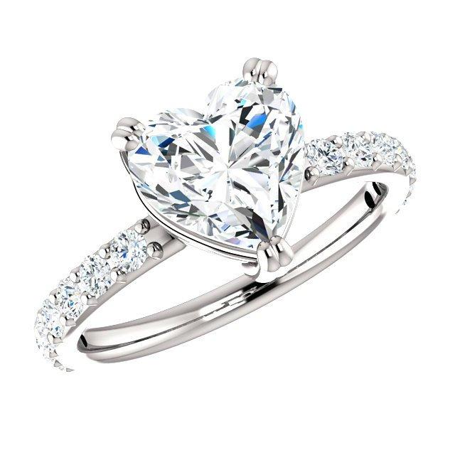 Wedding - 1.80 Carat Heart Harro Moissanite & Diamond Engagement Ring 14k, 18k or Platinum, Heart Shaped Engagement Rings for Women Christmas Gift