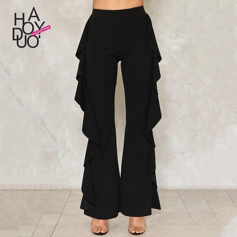 Wedding - Office Wear Vogue Simple Draped Fall Frilled Flare Trouser - Bonny YZOZO Boutique Store
