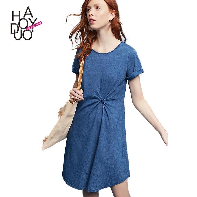 Mariage - 2017 summer new ladies fashion simple pleated casual bead loose T-Shirt dress - Bonny YZOZO Boutique Store