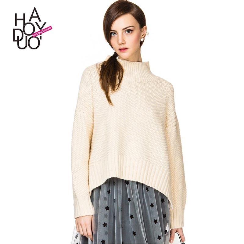 زفاف - Oversized Vogue Simple High Neck One Color Fall 9/10 Sleeves Sweater - Bonny YZOZO Boutique Store