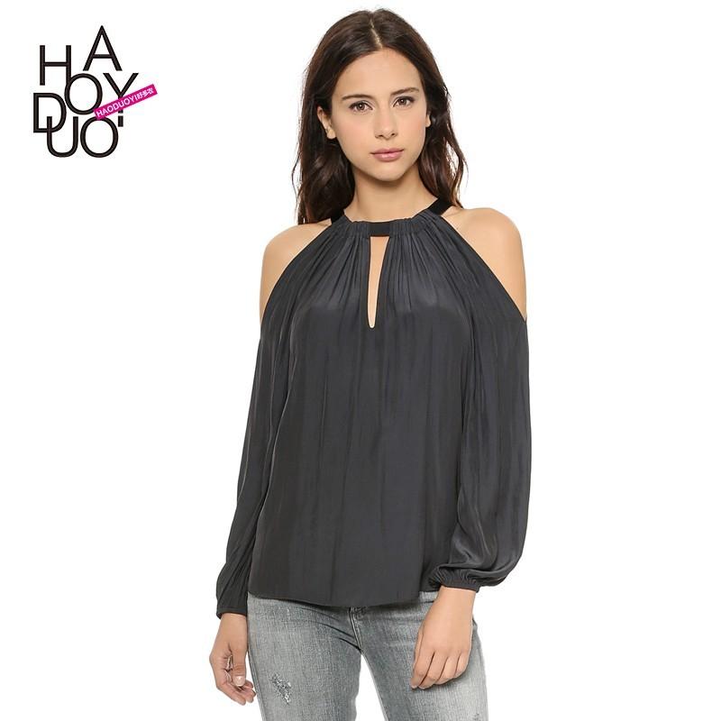 Mariage - Ruffle Hollow Out Batwing Sleeves Blouse Top - Bonny YZOZO Boutique Store