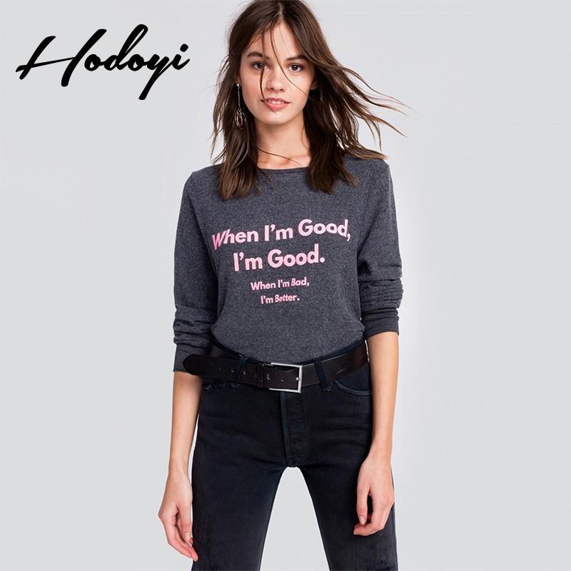 Mariage - Must-have Oversized Vogue Printed Solid Color Scoop Neck Alphabet Fall Casual 9/10 Sleeves Hoodie - Bonny YZOZO Boutique Store