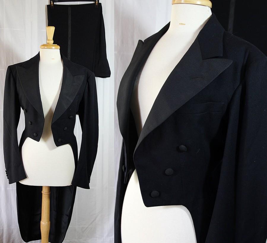 زفاف - Vintage Tuxedo, Coat Tails, Split Tails, 40s Menswear, Steampunk, Reenactment, 40s Costume