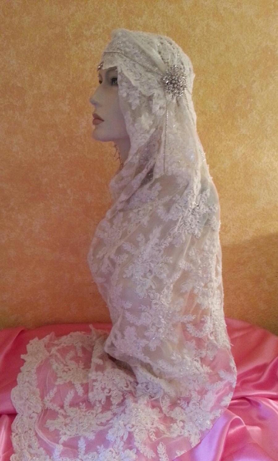 زفاف - Vintage Style 20's Gatsby Ivory Lace Silver Bead Crystal Flapper Headpiece Hat Bridal Wedding Costume Party Theatrical Burlesque/More Colors