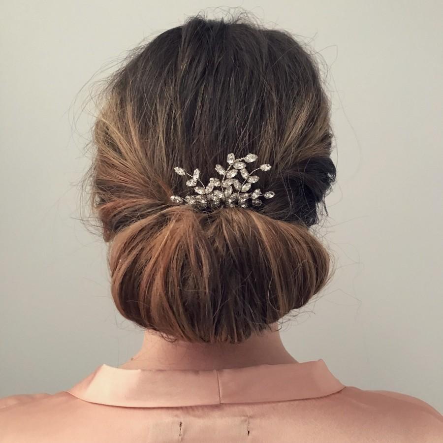 Wedding - Bridal Hair Comb, Leaf Hair Comb, Crystal Hair Comb, Bridal Hair Comb, Silver Hair Comb, Bridal Headpiece 