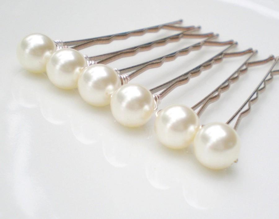 Wedding - SET of 3 Bridal Ivory Pearl Hair Pins. Bridal Shower GIFT. Bridal Party. You Choose Pearl Color. Bride Maid Jewelry.  Flower Girls. Moms