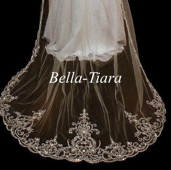 زفاف - royal wedding veil, extra crystal cathedral veil, beaded wedding veil, cathedral beaded veil, cathedral bridal veil, crystal cathedral veil