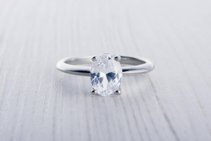 زفاف - 1.50ct Oval Man Made Diamond Simulant solitaire ring available in Titanium or White Gold - engagement ring - wedding ring - handmade ring