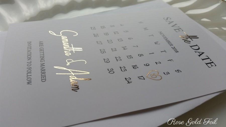 Свадьба - Save The Date Calendar Cards (gold foil, pink foil, rose gold foil)
