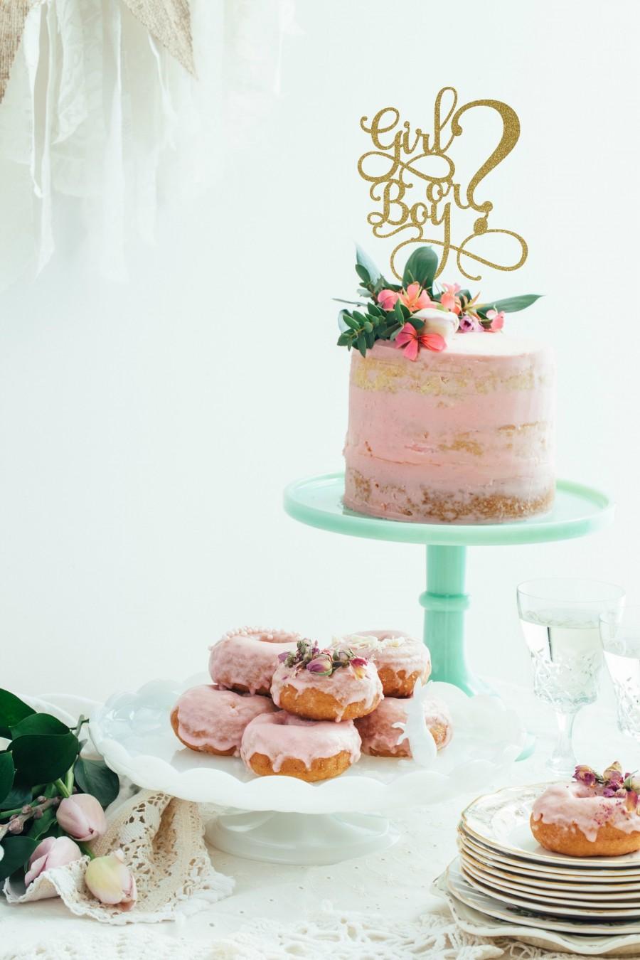 زفاف - Gender Reveal Cake Topper - Girl or Boy Cake Topper - Pink or Blue - Gender Reveal Party - Baby Shower Cake Topper - Glitter Cake Topper
