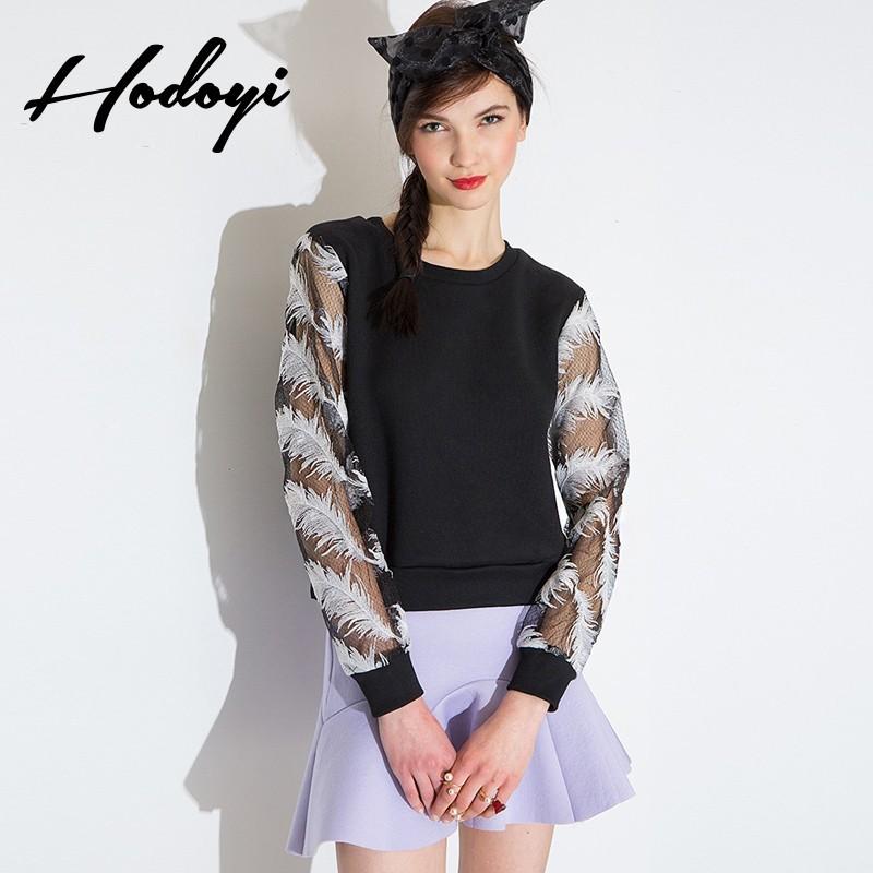 زفاف - Oversized Vogue Sport Style Split Front Embroidery Feather Spring Casual Hoodie - Bonny YZOZO Boutique Store