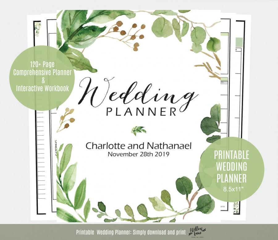 Свадьба - Wedding Planner, Greenery Wedding Planner, Printable Instant Download, DIY planning Organiser, WLP513