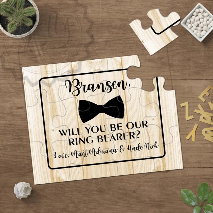 Wedding - Rustic Will You Be Our Ring Bearer Puzzle Proposal Card Gift Ask Page Boy Card Bow Tie Ring Security Agent Proposal Ringbearer Be Ring Boy