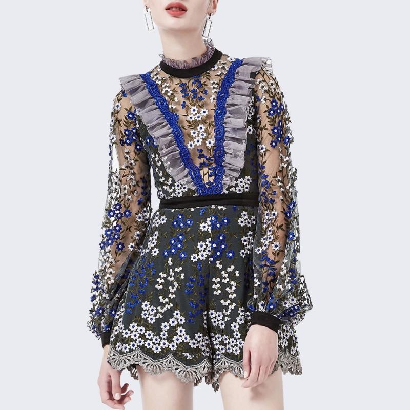 زفاف - Vogue Seen Through Attractive Embroidery Slimming High Neck Tulle Spring 9/10 Sleeves - Bonny YZOZO Boutique Store