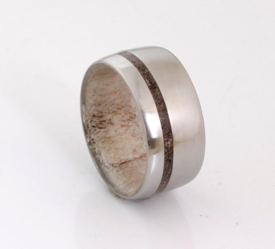 Mariage - dinosaur bone ring antler ring antler wedding ring titanium wedding band mens wedding band fossil ring woman ring