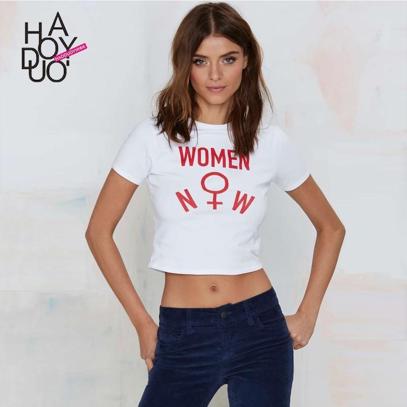 Mariage - Must-have Vogue Simple Printed Slimming Alphabet Summer T-shirt - Bonny YZOZO Boutique Store