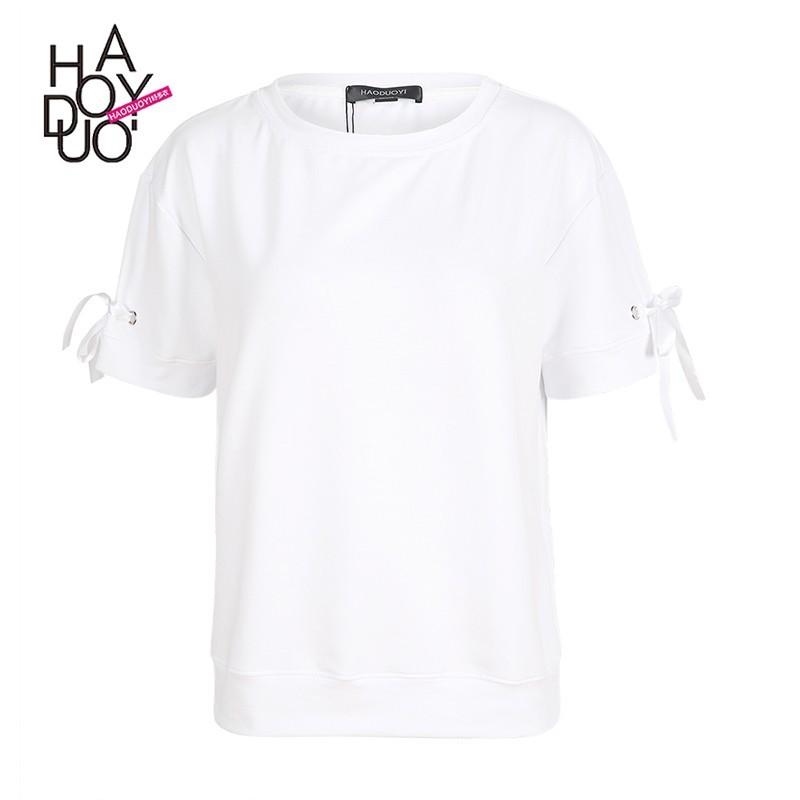 Mariage - Oversized Vogue Simple Scoop Neck One Color Fall Tie T-shirt - Bonny YZOZO Boutique Store