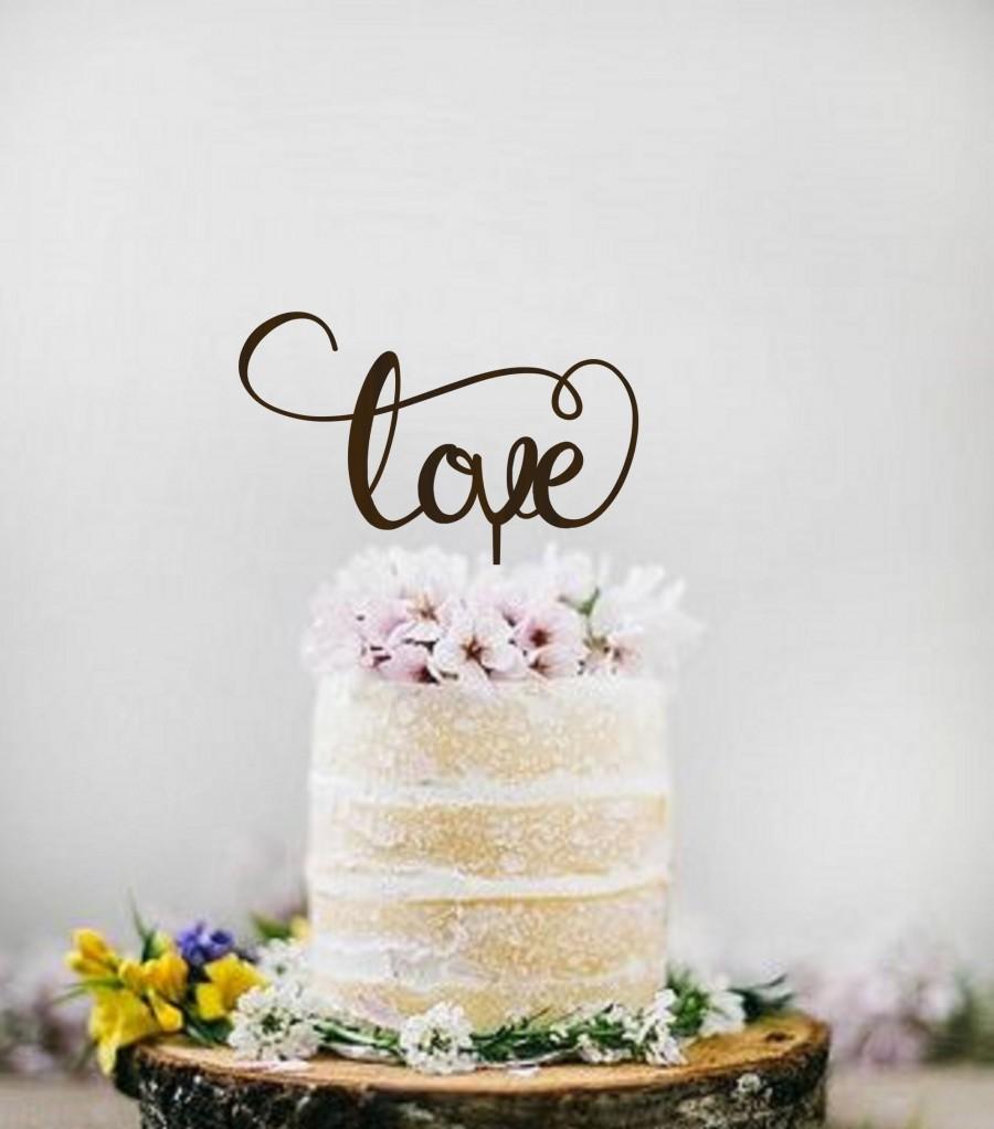 Hochzeit - Wedding Cake Topper Love  Personalized Wood Cake Topper  Love Sign Golden Silver  Cake Topper  Wood Wedding Cake Topper