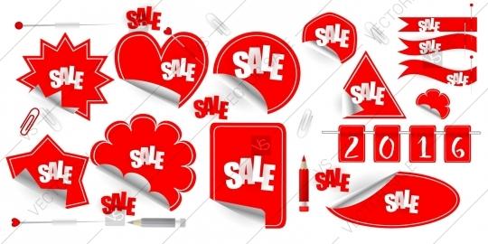 Hochzeit - Set of stickers in the shape of a heart to celebrate Valentine
