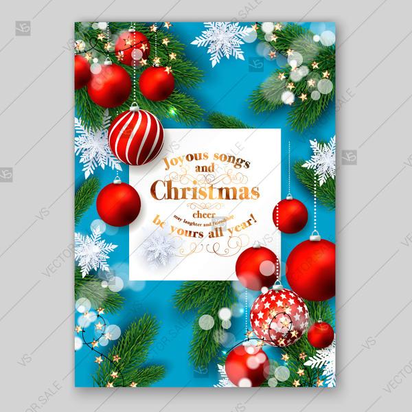 Wedding - Winter Sale Banner Poster Christmas Party invitation fir balls Poster vector template floral greeting card