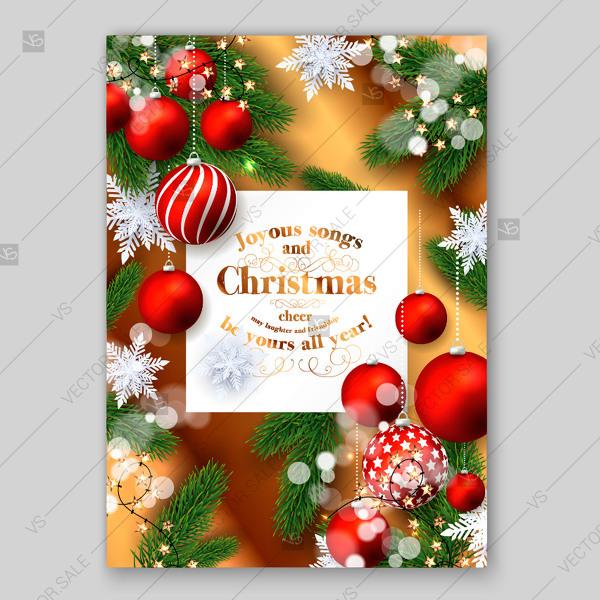 Wedding - Winter Sale Banner Christmas Party invitation fir balls Poster Black Friday Sale Poster vector template floral background