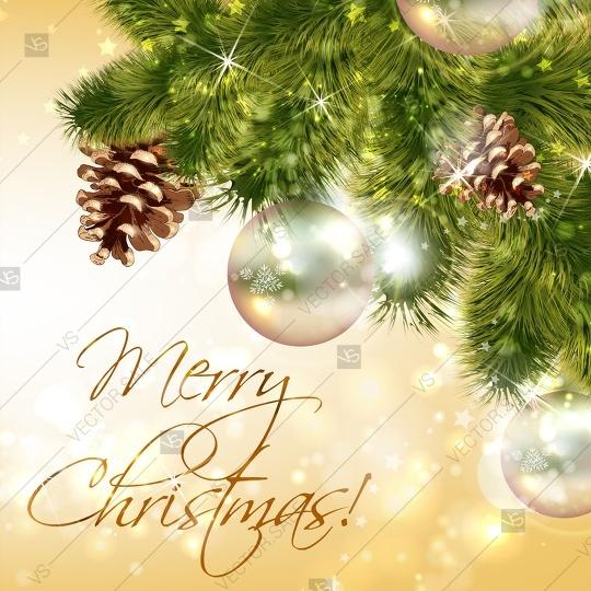 زفاف - Merry Christmas card or invitation poster fir branch floral background