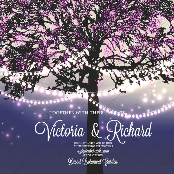 Mariage - Wedding invitation with glowing lights on the tree