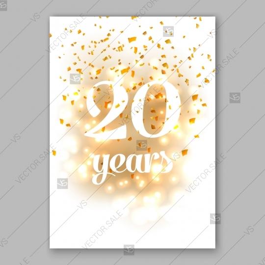 Wedding - Birthday 20 invitation and greeting card sign over gold confetti thank you card