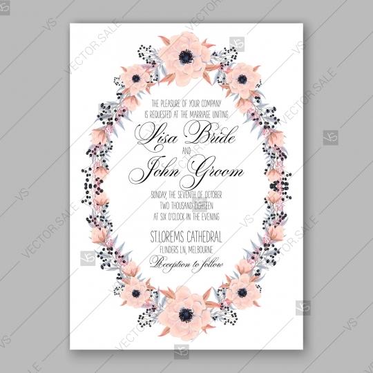 Hochzeit - Anemone wedding invitation card printable vector template autumn