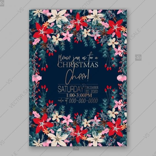 Mariage - Poinsettia fir pine brunch winter floral Wedding Invitation Christmas Party valentines day