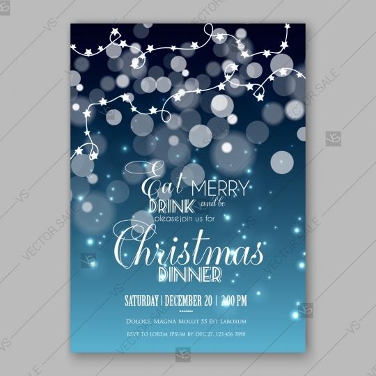 Mariage - Merry Christmas Party Invitation Card Glowing Lights garland anniversary invitation