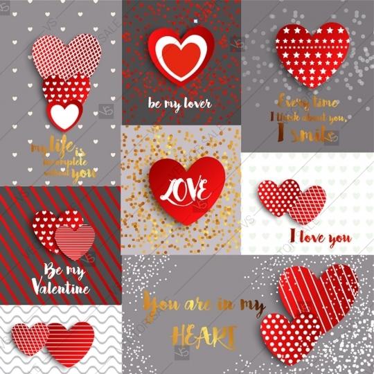 Wedding - Valentine's Day Party Invitation with gift box, snow and heart confetti and sequins