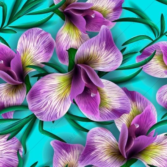 زفاف - Iris Orchid Alstroemeria seamless pattern