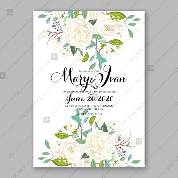 Mariage - Wedding invitation white peony greenery invitation download