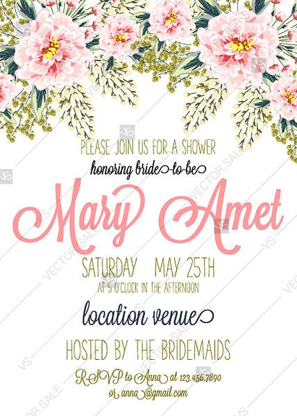 Wedding - Peony wedding invitation vector template