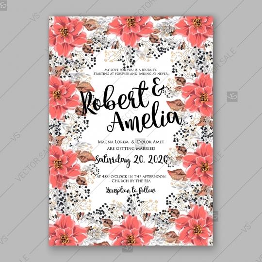 Hochzeit - Poinsettia, anemone wedding invitation floral template