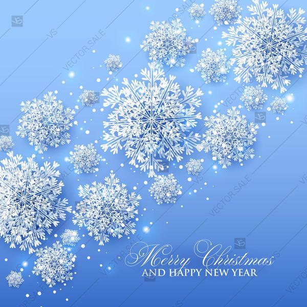 زفاف - Christmas snowflake paper cut on blue background 3d origami vector winter floral background