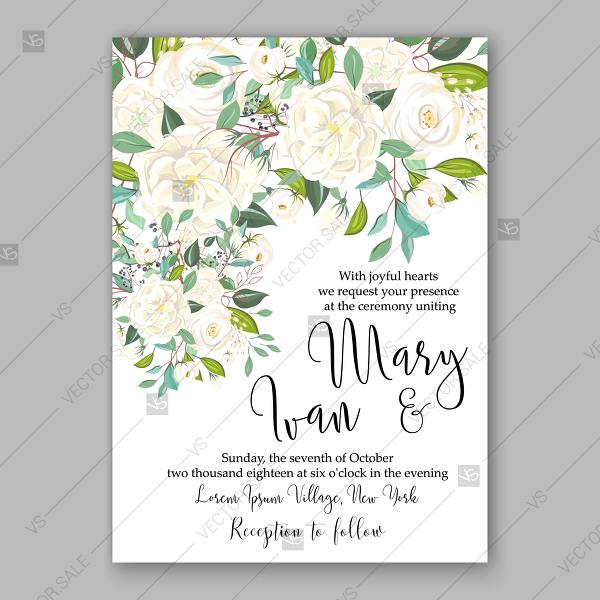 Mariage - Wedding invitation white peony greenery summer