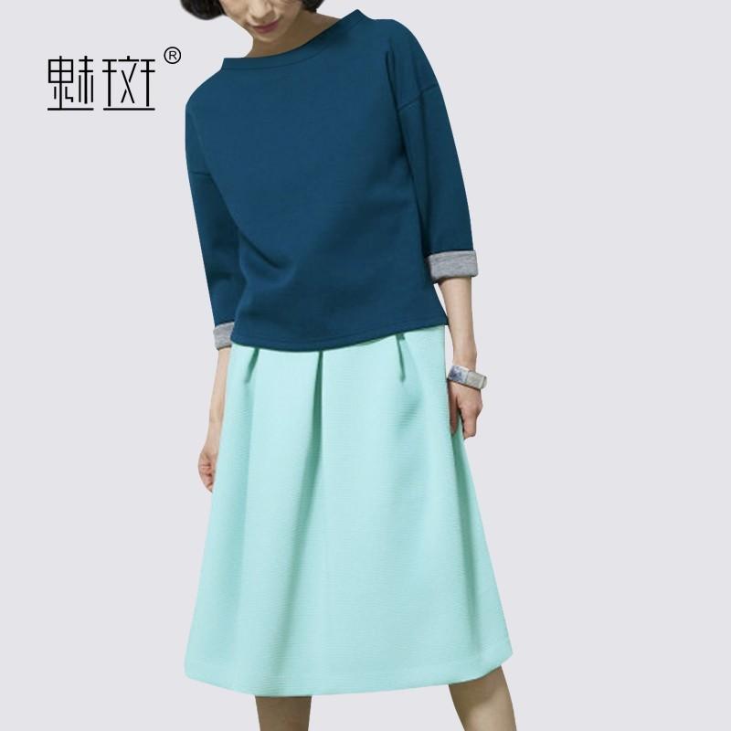 زفاف - 2017 autumn new style women's round neck cropped sleeve jacket skirt skirts two piece fashion suit - Bonny YZOZO Boutique Store