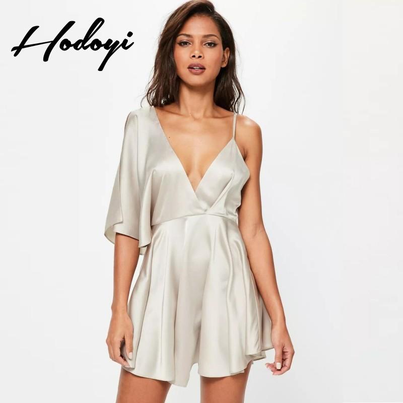 زفاف - Sexy Open Back Asymmetrical Slimming One-Shoulder V-neck High Waisted Summer Dress - Bonny YZOZO Boutique Store