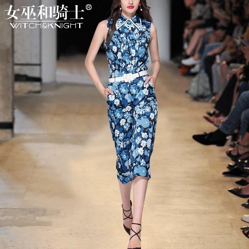 زفاف - Vogue Printed Slimming Sleeveless Capris Summer Fancy Outfit Top - Bonny YZOZO Boutique Store