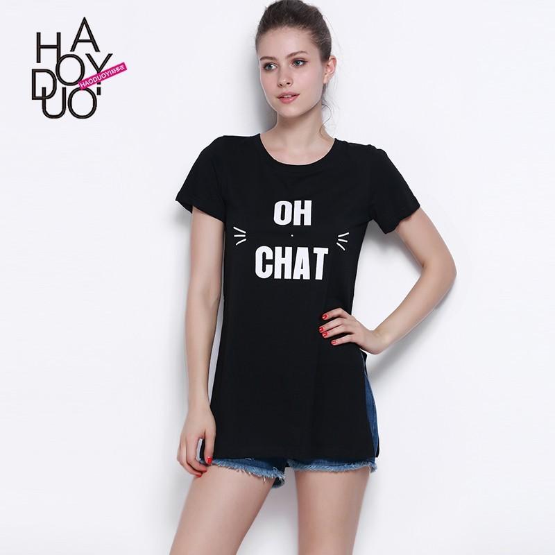 Свадьба - New 2017 summer fun Oh Chat alphabet print side slit skirt woman t shirt - Bonny YZOZO Boutique Store