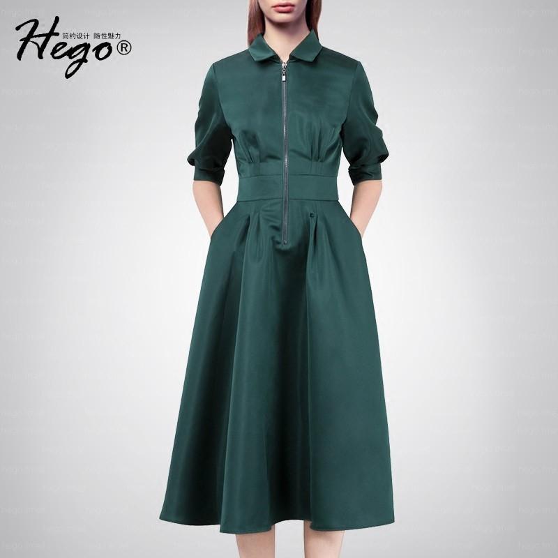 زفاف - Elegant Vintage Attractive Polo Collar Trail Dress High Waisted Zipper Up Dress - Bonny YZOZO Boutique Store