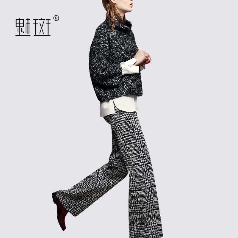 زفاف - Vogue Attractive High Neck Lattice Casual 9/10 Sleeves Outfit Three Piece Suit Blouse Long Trouser Coat - Bonny YZOZO Boutique Store