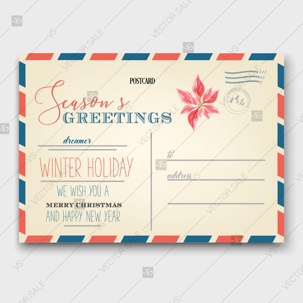 Hochzeit - Vintage Christmas And Happy New Year Holiday Postcard