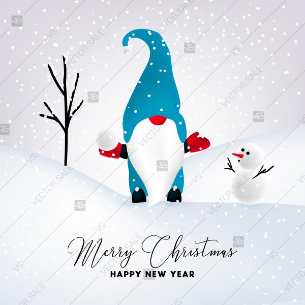 Gnome And Snowman Play Snowballs Merry Christmas Greeting Card 2887015 Weddbook