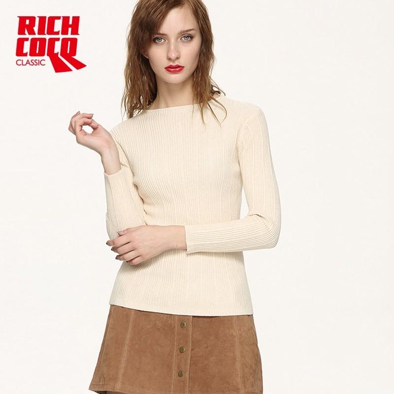 زفاف - Slimming Scoop Neck Long Sleeves One Color Winter Top Knitted Sweater Basics - Bonny YZOZO Boutique Store