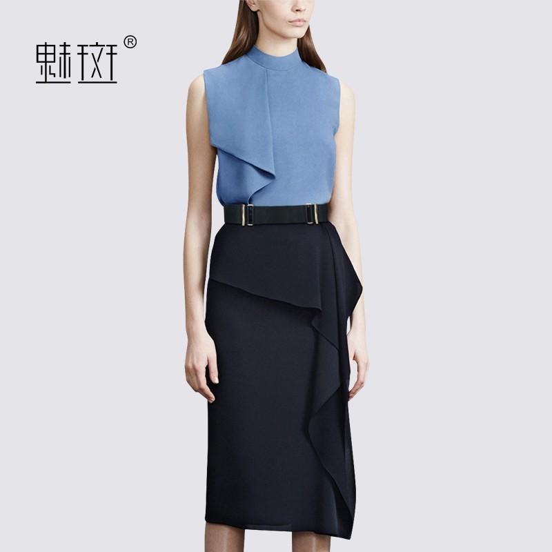 Mariage - Vogue Sleeveless Chiffon Outfit Twinset Pencil Skirt Skirt Top - Bonny YZOZO Boutique Store