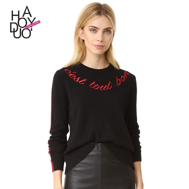 Wedding - Must-have Vogue Solid Color Embroidery Alphabet Fall Casual Sweater - Bonny YZOZO Boutique Store